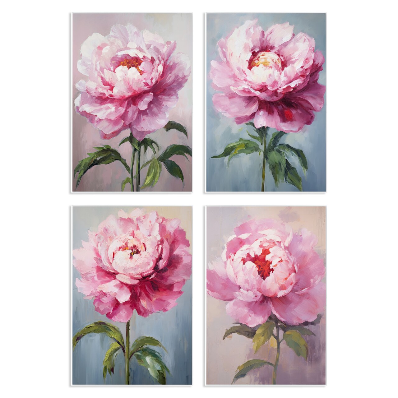 Stupell Industries Flushed Pink Florals 4pc Wall Plaque Art Set Design by Petal Prints Design